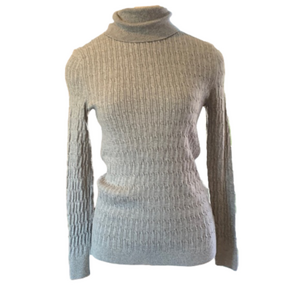 Talbots large grey cable knit turtleneck